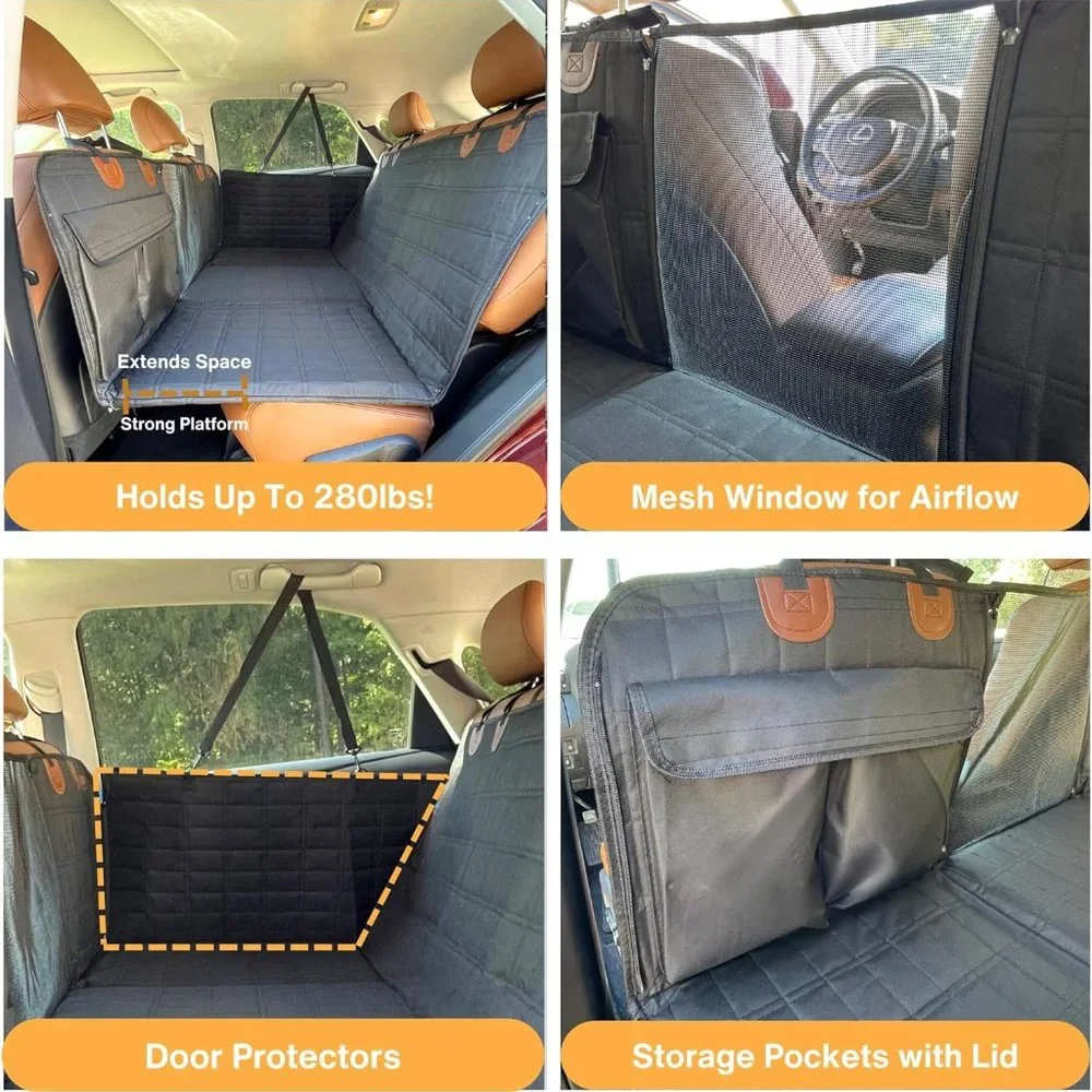 Dog Back Seat Extender - Waterproof Mesh Platform for Cars, Trucks, SUVs